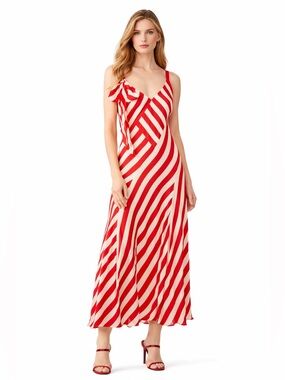 Jill Stuart Pink and Red Sleeveless Maxi with Diagonal Stripe Size 14